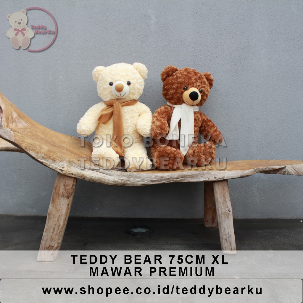 Boneka Teddy Bear XL 75CM Mawar Premium + Syal (Langka)