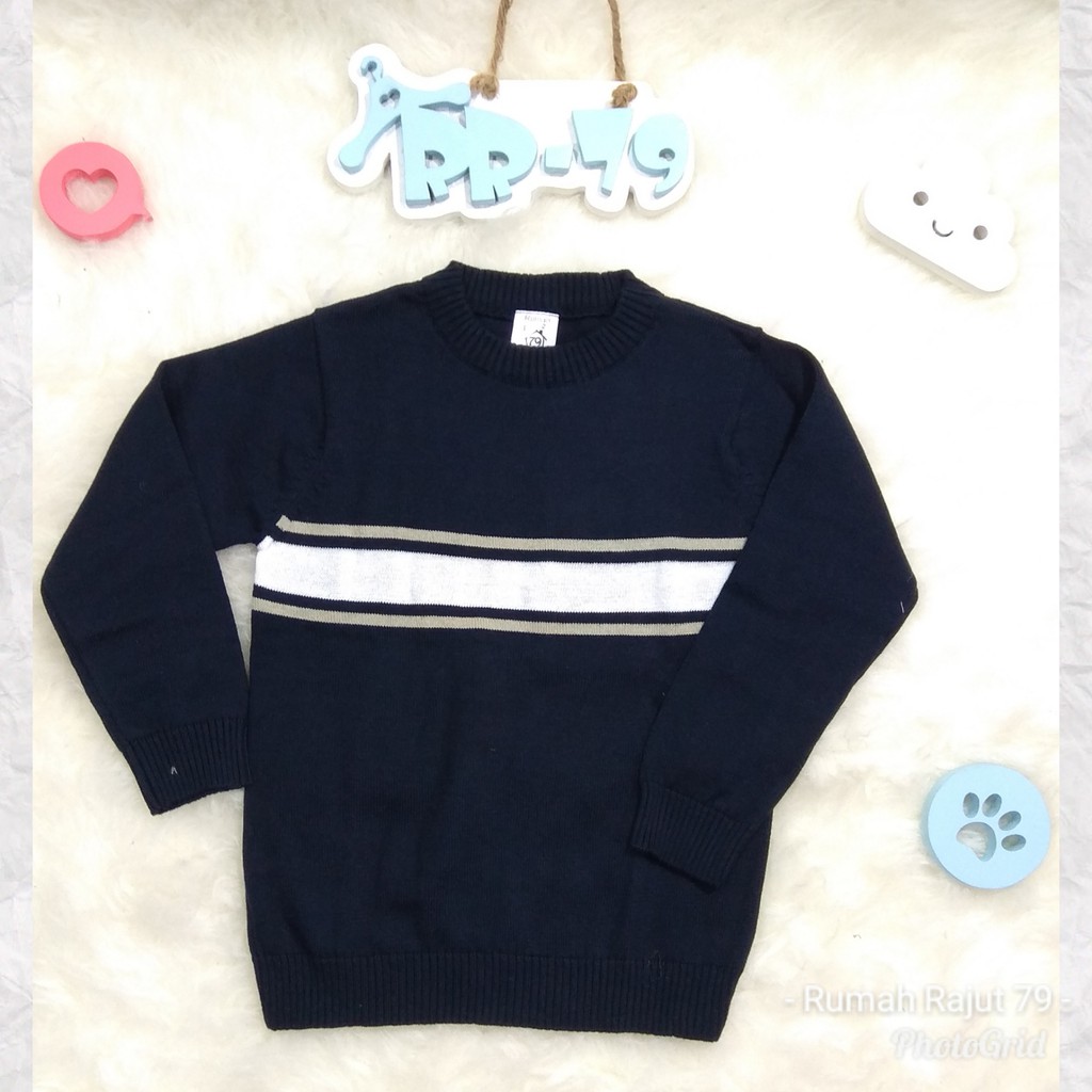 Sweater outerwear atasan anak rajut SOK 231 Navy L