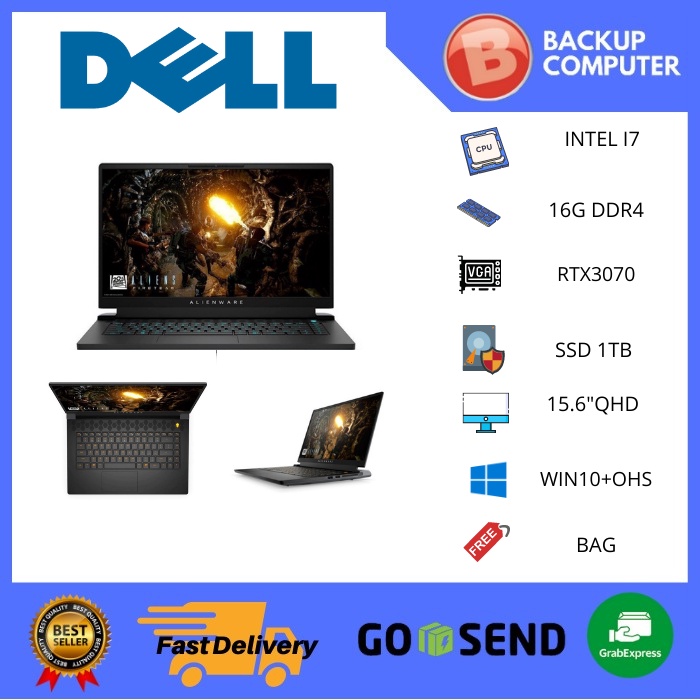 DELL ALIENWARE M15 R6 I7 11800H 32GB 1TBSSD RTX3070 8GB W10+OHS 15.6QHD 240HZ RGB TGP140 3YR+ADP BLK