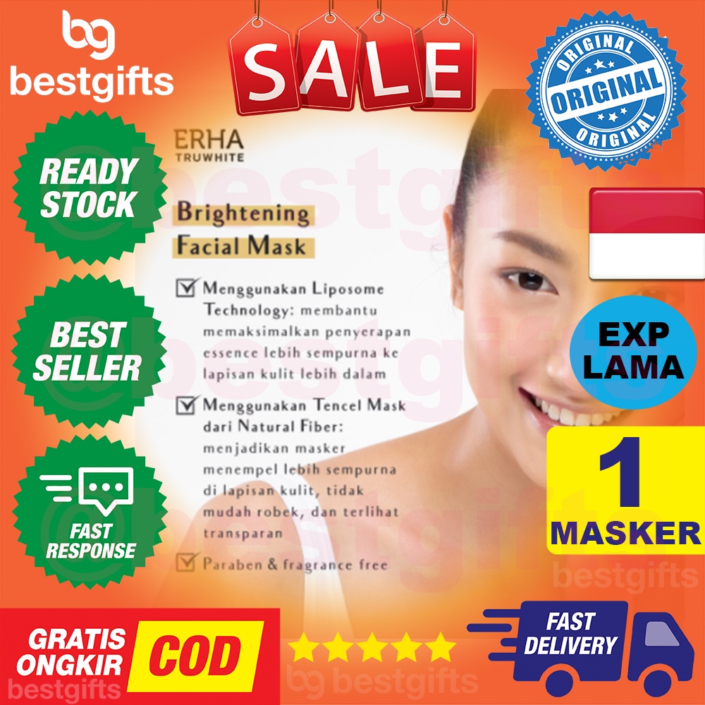 ERHA BRIGHTENING FACIAL MASK MASKER PENCERAH WAJAH MENCERAHKAN NUTRISI GLOWING KULIT MUKA 1 PIECE