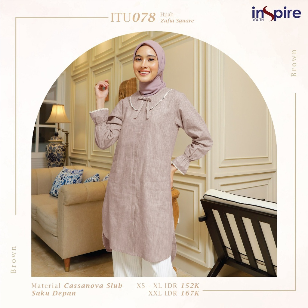 Inspire Tunik ITU 78 Bahan Cassanova Slub Atasan Wanita Casual Outfit Modern Kekinian