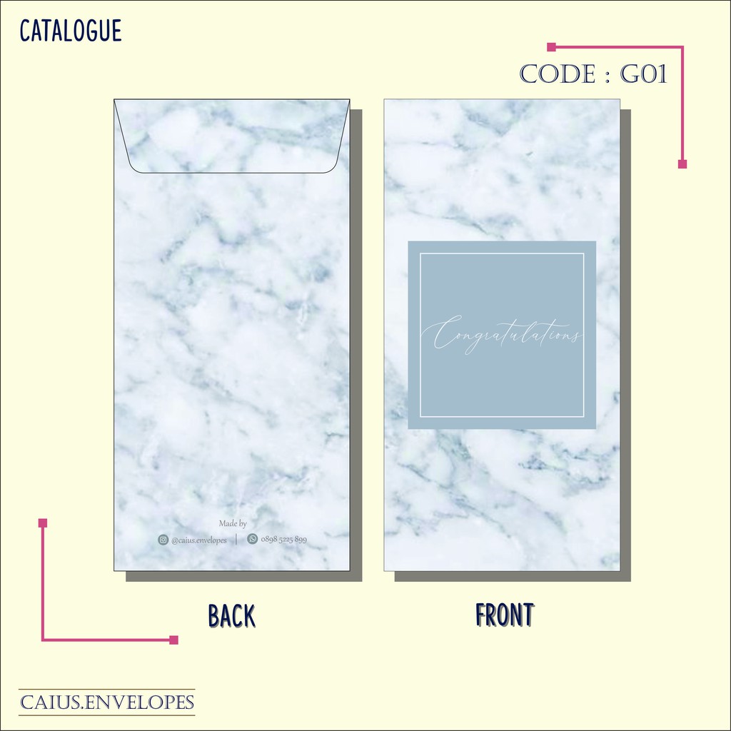 Amplop custom motif marble putih
