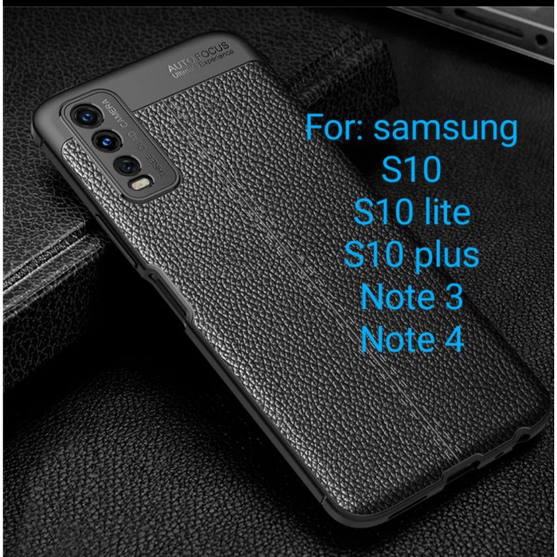 Samsung S10 S10 lite S10 Plus Note 3 Note 4 Silicon Autofocus Leather Softcase Casing Cover