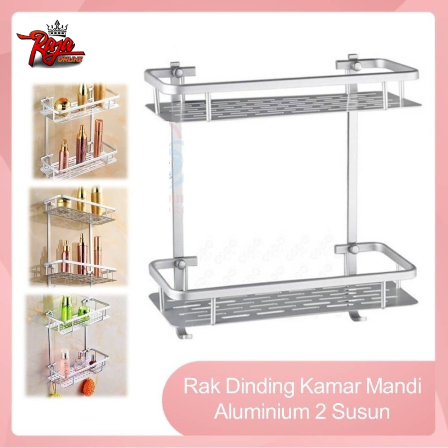 RR24-RAK DINDING KAMAR MANDI ALUMINIUM SEGIEMPAT/RAK 2 SUSUN