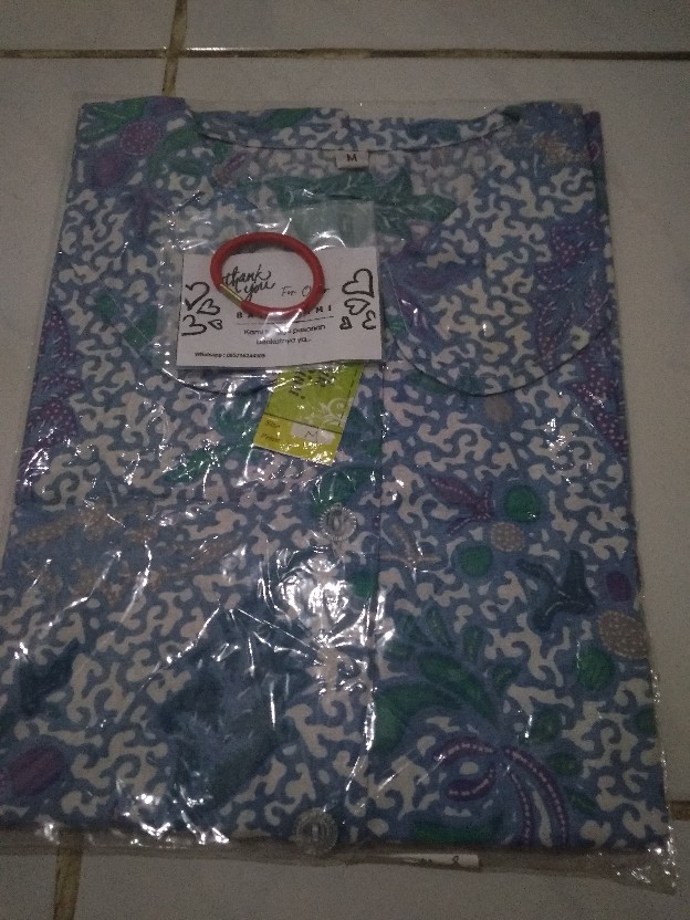 Griyabatikbimi Blouse Batik Anak Perempuan Lengan Panjang Size M Usia 7-8 Tahun