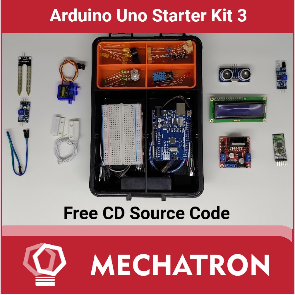 Arduino Uno Starter Kit Compatible Paket Belajar 3 Free CD Source Code ...