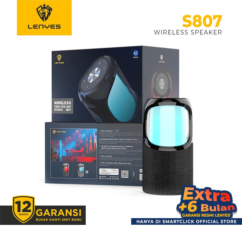 Speaker Bluetooth Portable LENYES S807 Waterproof IPX6 RGB LED
