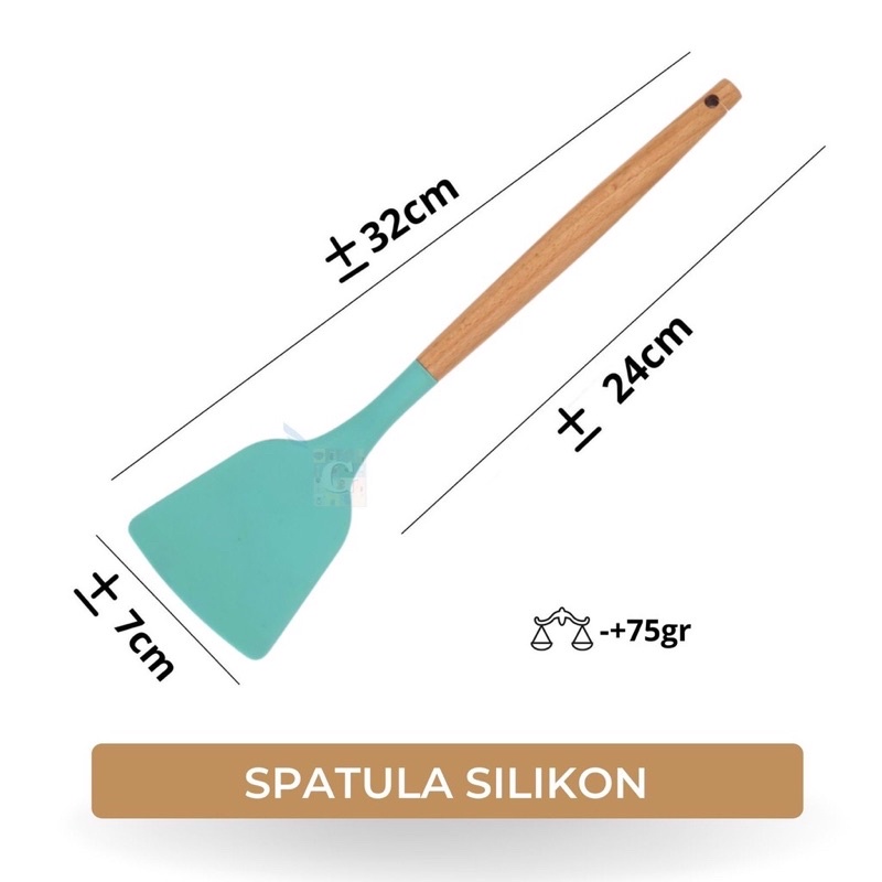 Spatula Silikon Kayu / Sendok Sup Silikon