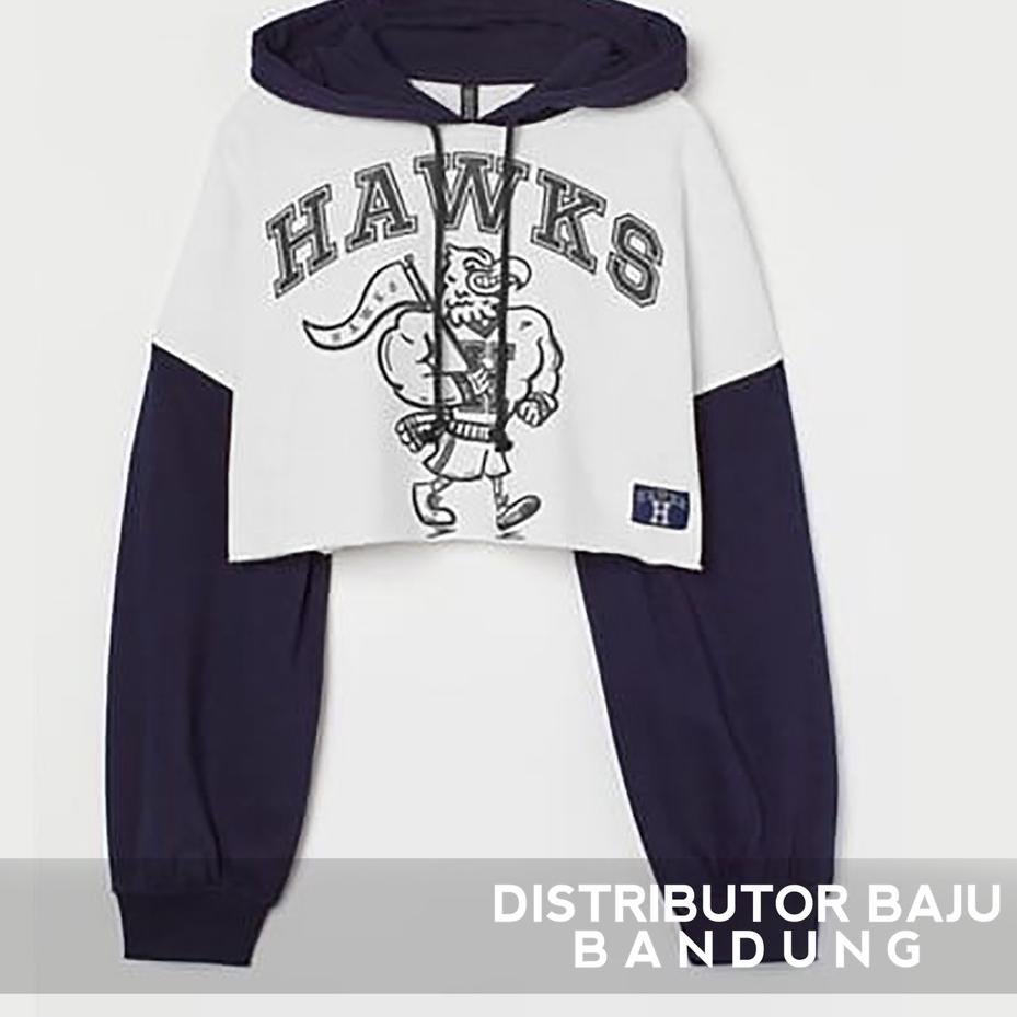 지 Sweater Hoodie Crop Wanita Hawks  American Style Sweatshirt Cropped | Pakaian Wanita | Bahan Fleec