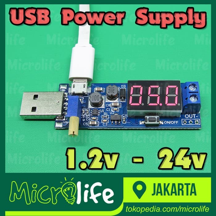 USB Power Supply 1.2v - 24v Adjustable Display Module Micro USB