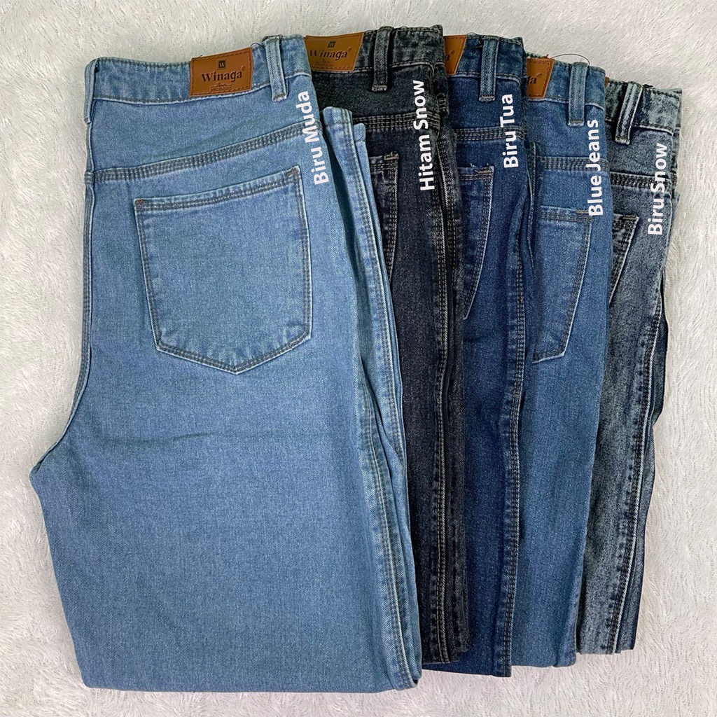 WINAGA- HighWaist Baggy Jeans | Baggy Jeans | Basic Denim Jeans | Celana Panjang Jeans | Semi Kulot