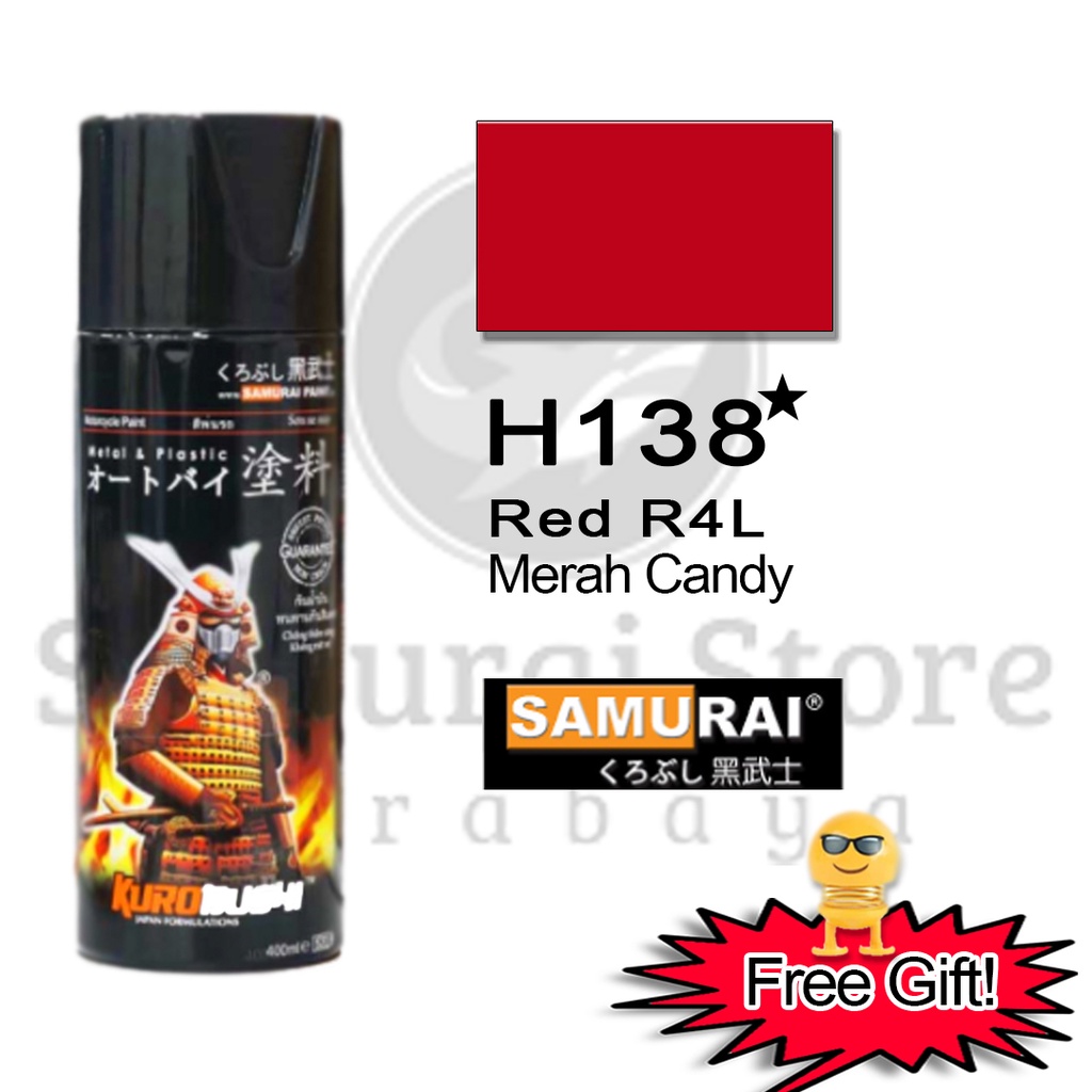 Samurai Paint Honda  Red R4L H138  ☆  Merah Candy 400 ml - Cat Semprot Pilox Aerosol