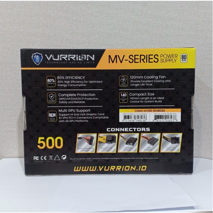 POWER SUPPLY / PSU / ATX PSU - VURRION MV SERIES 500