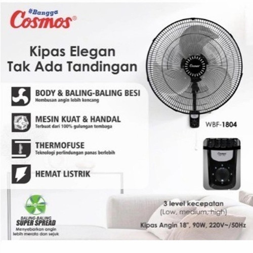 Kipas Angin Dinding Besi Cosmos 18 Inch WBF - 1804