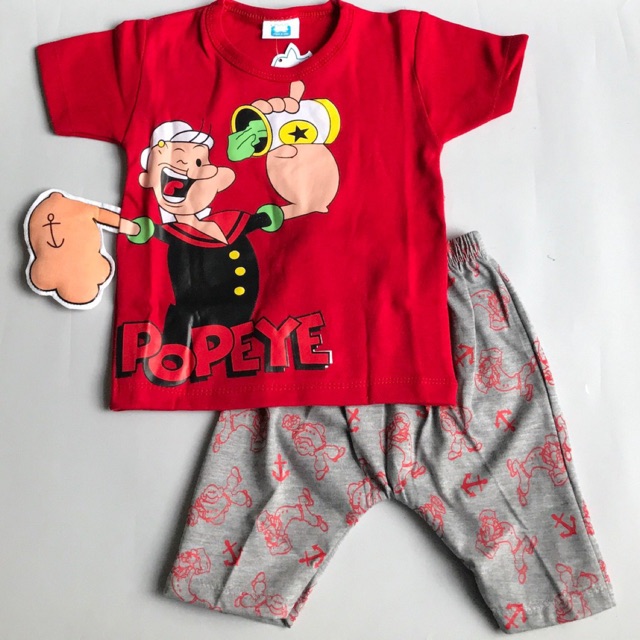 baju setelan kaos celana anak bayi laki cowok popeye 326