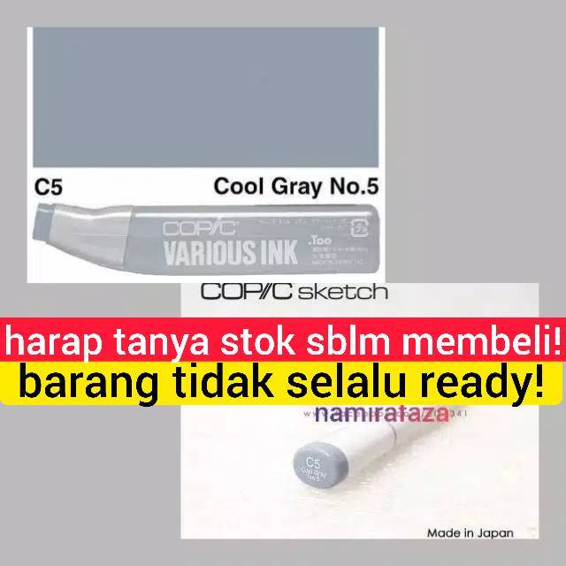 

WAJIB TANYA STOK!! COPIC SKETCH MARKER C5 COOL GRAY NO. 5 COLOR VARIOUS REFILL ISI REFIL COLOUR