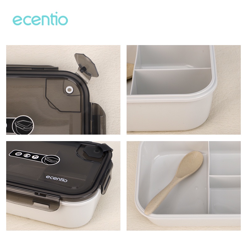 ecentio tempat makan bekal anti tumpah free sendok kotak makan siang bulat crisper/lunch box tempat makan tempat nasi box