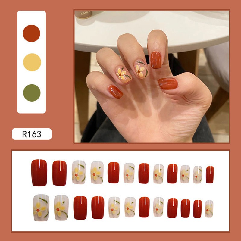 R161 24pcs / Kotak Kuku Palsu Full Cover Untuk Nail Art