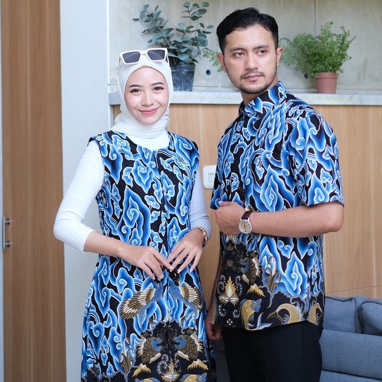BATIK TRUSMI Set Couple Batik Premium Motif Mega Mendung Cocok Untuk Kondangan dan Kerja
