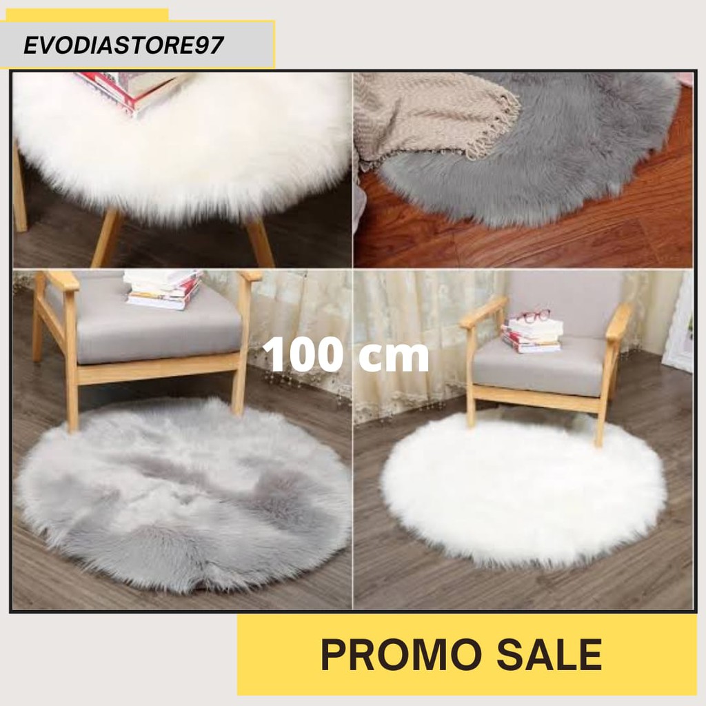 KARPET BULU KOREA BULAT 100 CM, ALAS LANTAI BULU BULAT , TAPLAK MEJA BULU BULAT, TIKAR BULU BULAT
