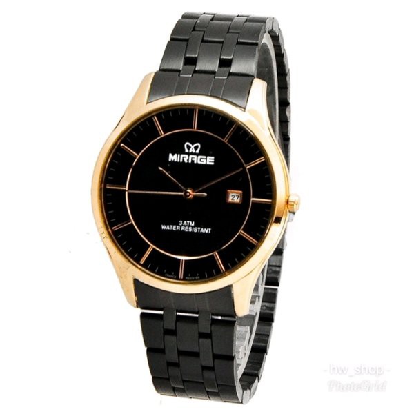 Jam Tangan Pria Mirage 8544 Hitam Rosegold Original