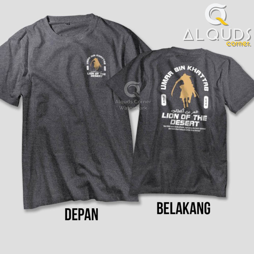 Kaos Dakwah Islami Khalifah UMAR BIN KHATTAB Lion of Dessert / Baju Distro Santri Muslim / 3489-4