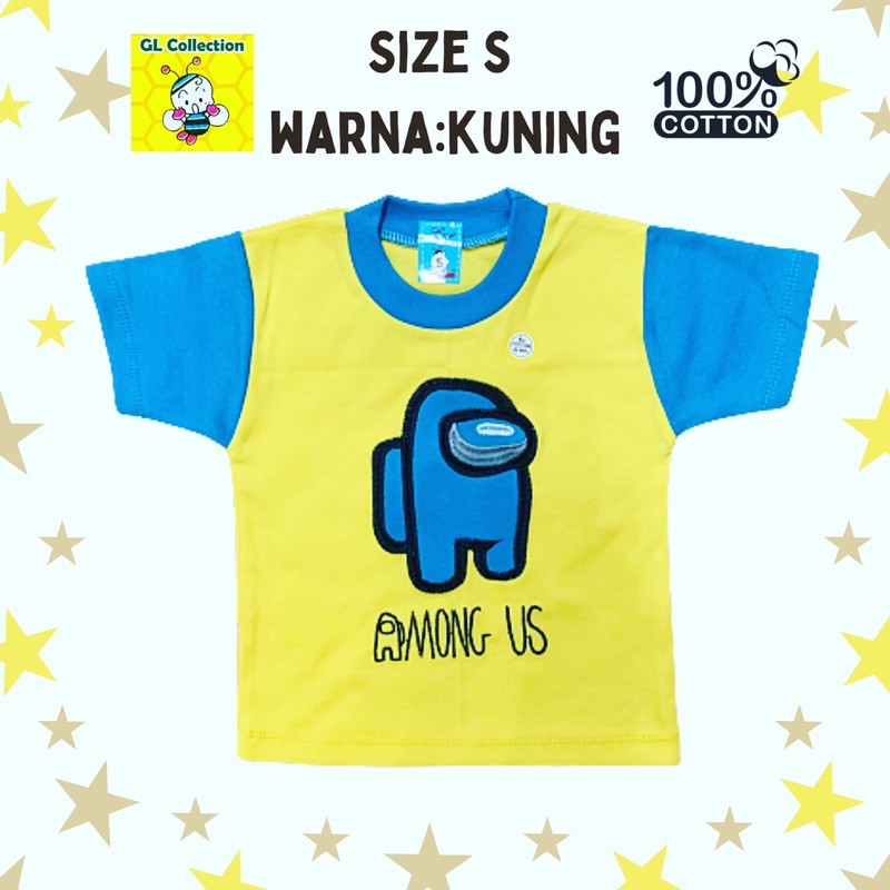 OBRAL! KAOS PENDEK ANAK AMONG US SIZE S ALL SIZE 6-12 BULAN 100%KATUN