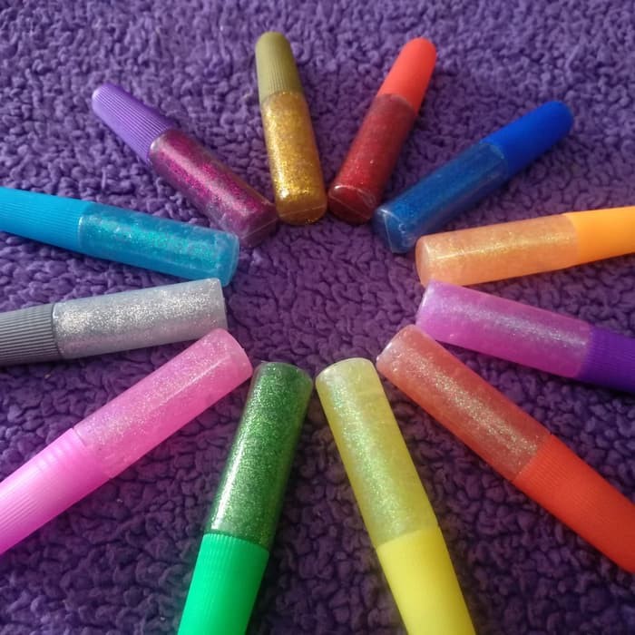 

12 COLOR PEN GLITTER GLUE IMPORT - MAINAN KREASI MEWARNAI ANAK