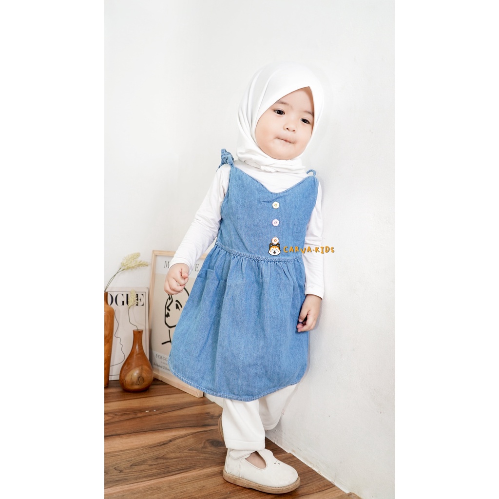 Carva Atasan anak perempuan dress anak jeans denim original hijab anak original realpict