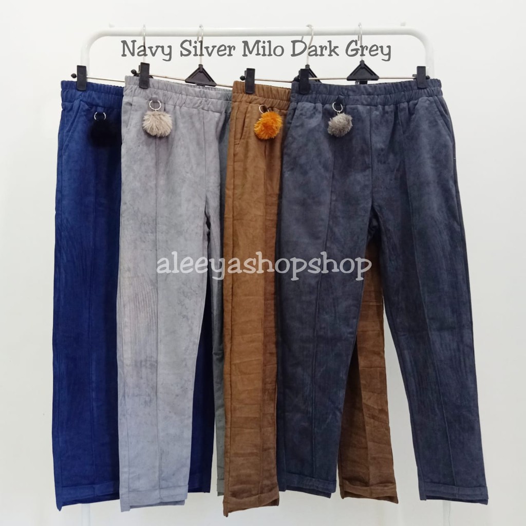 Celana Suede Strech Tali Serut / Suede Pants ( Aliz Pants + Free Pom Pom )