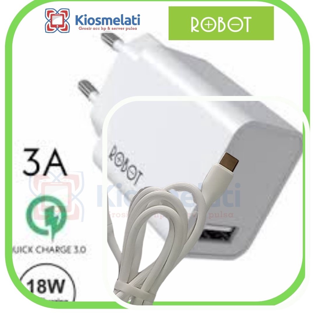 CHARGER ORI CHARGER ROBOT 3 AMPER ROBOT RT-F1  FAST CHARGER  IPHONE -CHARGER TYPE C