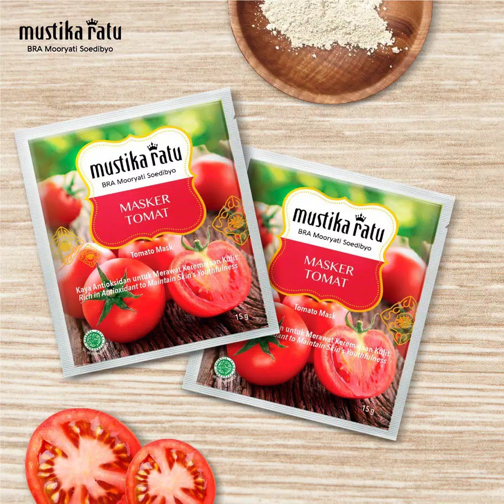 MUSTIKA RATU Masker Sachet Bengkoang | Tomat | Jerawat Indah Warni 15g - Mask Powder