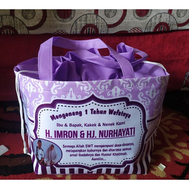 TAS BERKAT MODEL SERUT/TAS HANTARAN CUSTOM MUAT DUS NASI 25x25 cm