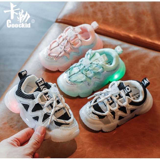 Juragan Junior [COD] ZIG LED Sepatu Casual Lampu LED Korea Style Fashion Anak Size 24-30