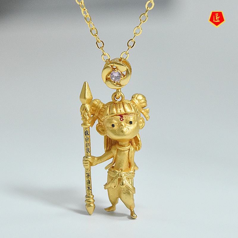 [Ready Stock]Nezha Gold Pendant Cartoon Cute All-Match