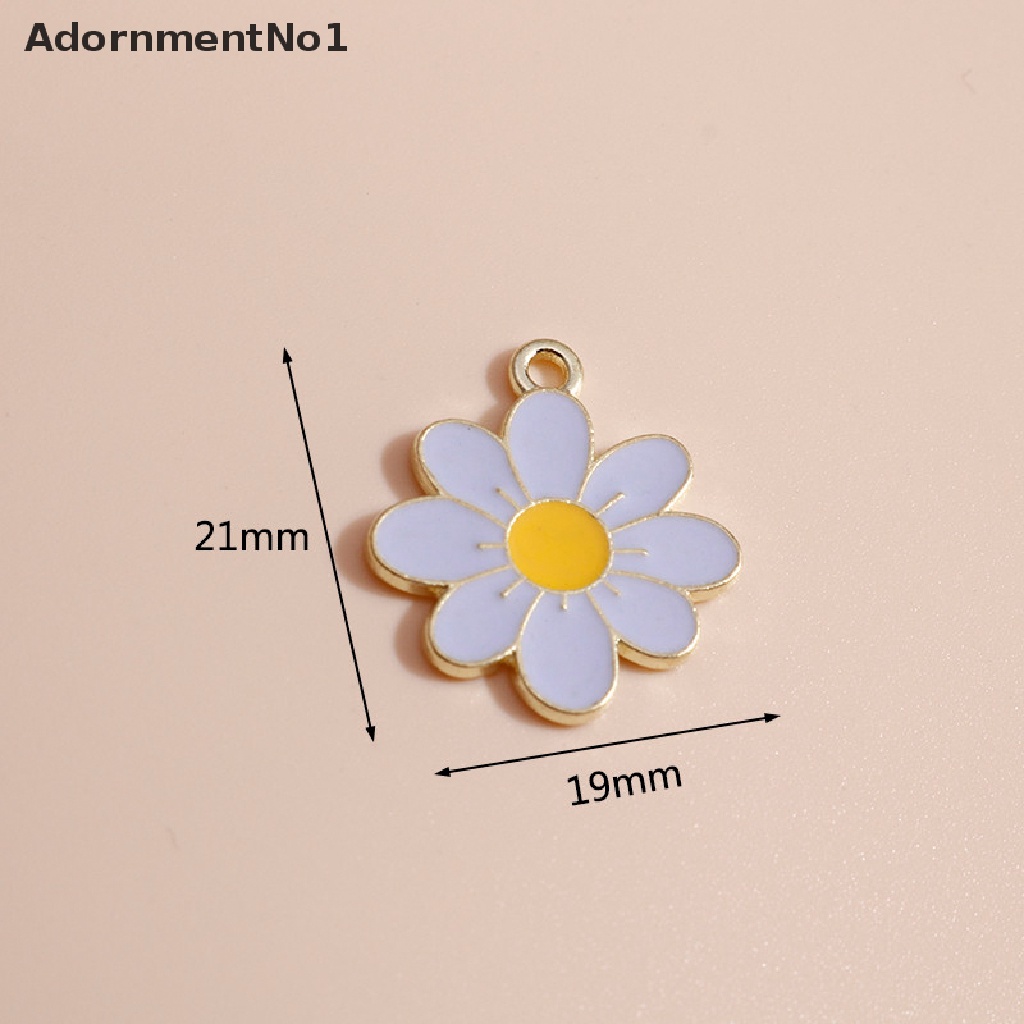 (AdornmentNo1) 10pcs / Set Liontin Bunga Daisy Enamel Untuk Aksesoris Kalung / Anting Charms