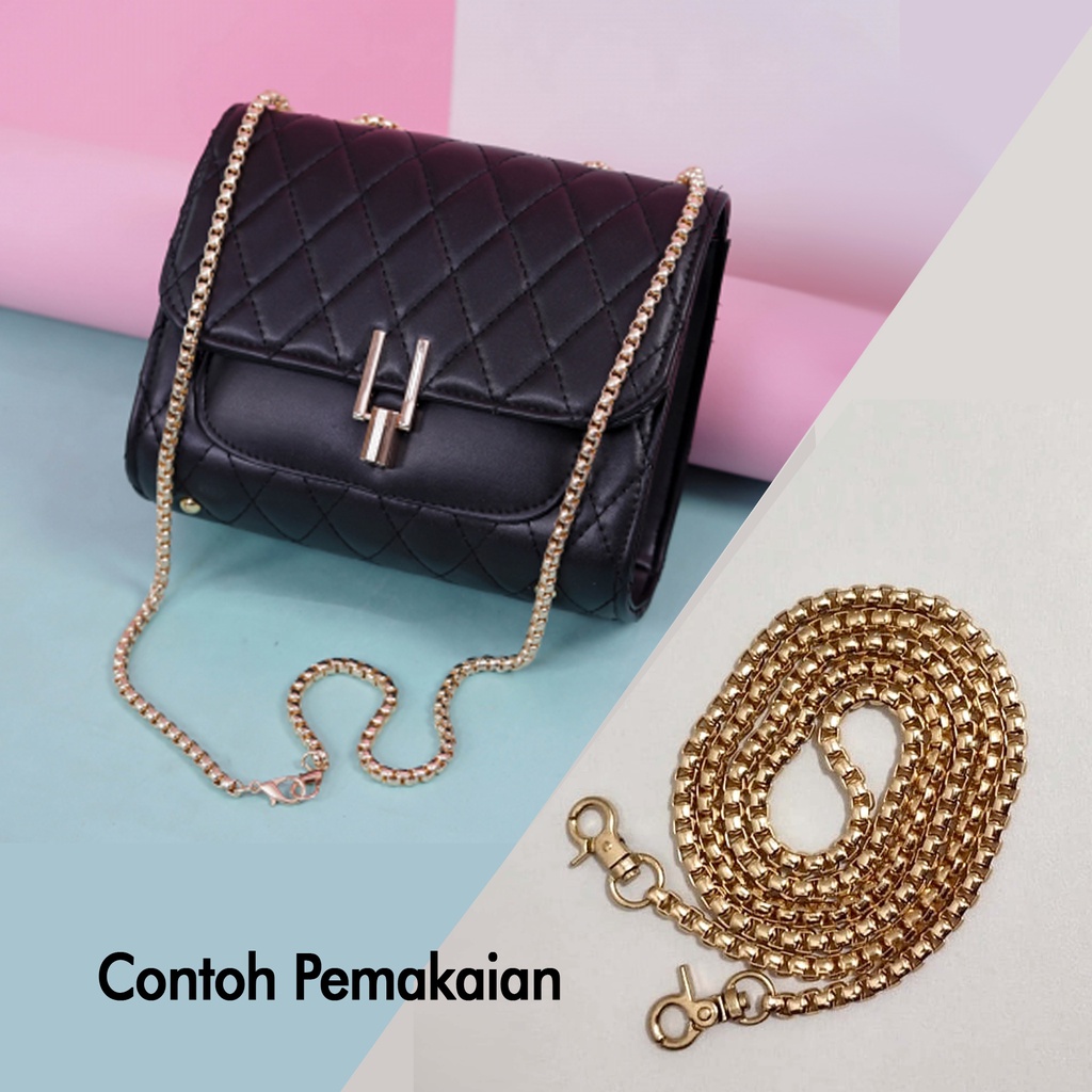 Tali Rantai gold sling bag rante panjang black nickel strap tas selempang tali tas pesta longstrap