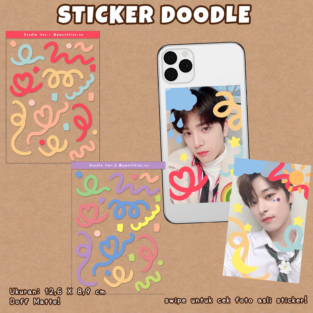 Stiker Dekorasi Deco Photocard / Jurnal / Polcos Doodle (Waterproof) by @peachkiss.xo