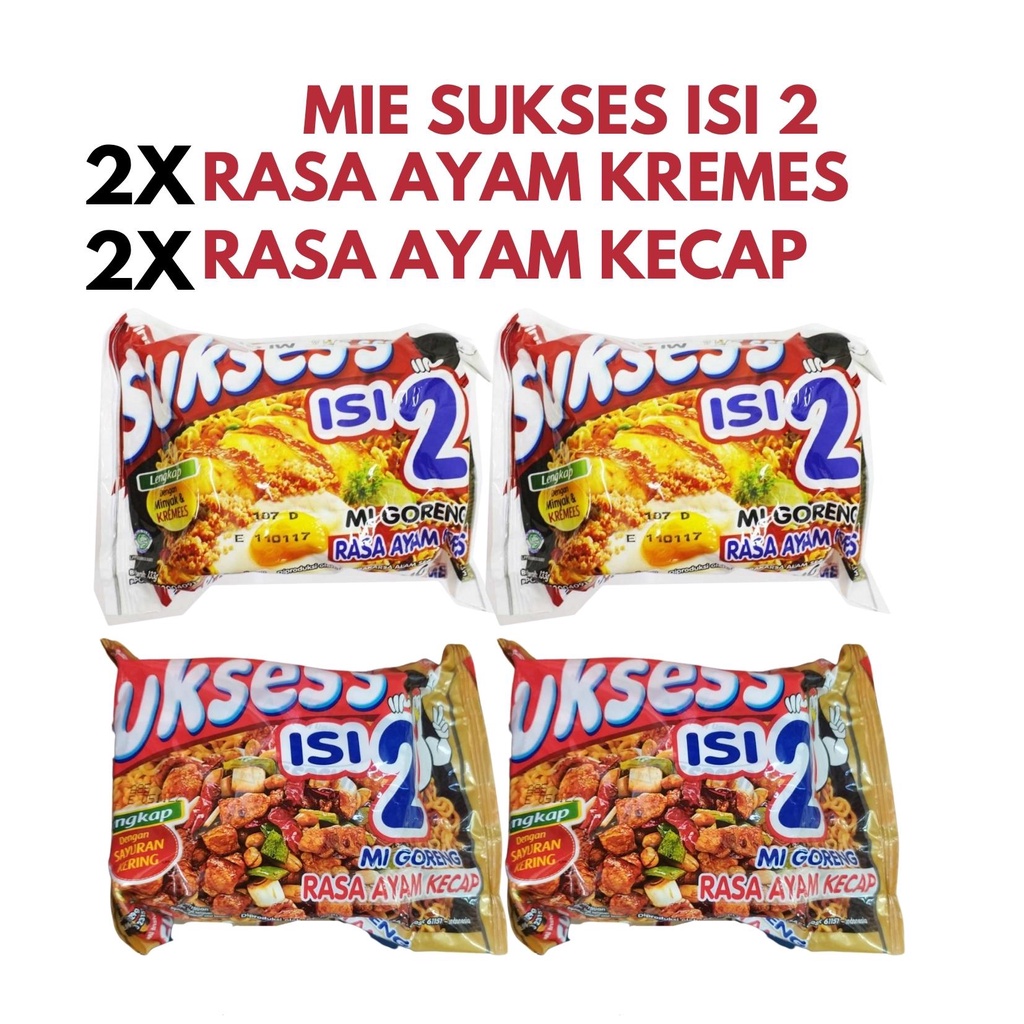 

SUKSES isi 2 Mie goreng 2X Rasa Ayam Kecap + 2X Ayam Kremes mie instan sukses's mi sukesess