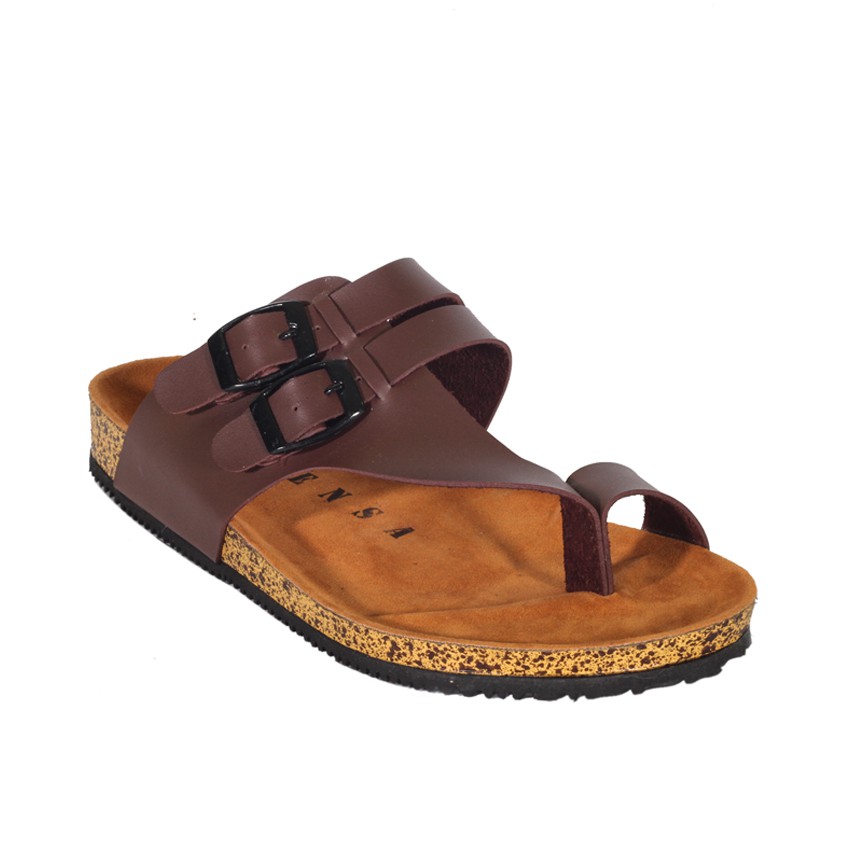 ALFARO BROWN |FORIND x Zensa| Sendal Jepit Tali Kulit Simpel Kayu Pria/Cowok/Men - Sandal - Footwear