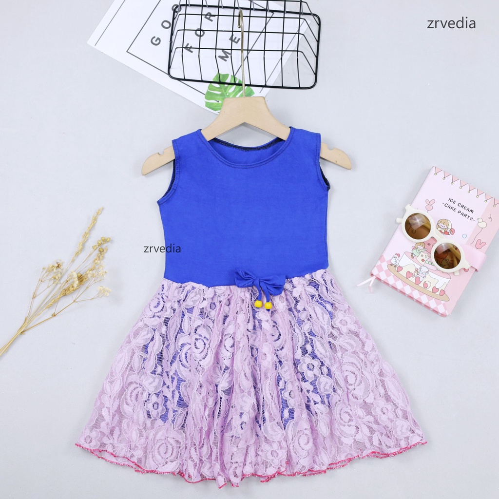 Dress Zevana Uk 3-4 Tahun / Baju Kids Import Gaun Pesta Balita Dres Brukat Kensi Anak Perempuan