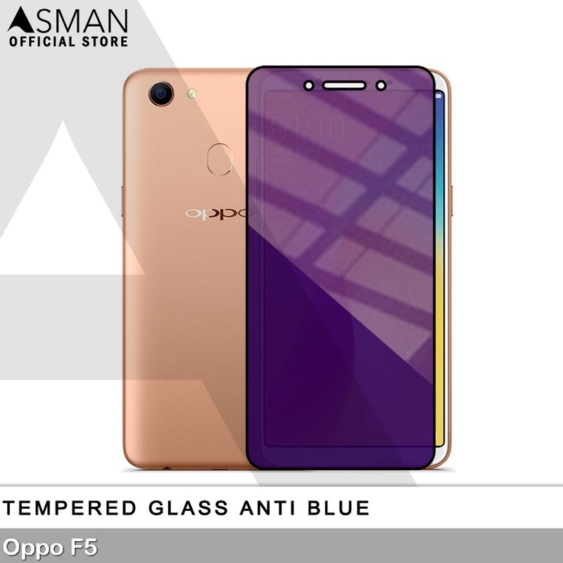 Tempered Glass Blue Light Full Lem OPPO F5 Anti Radiasi