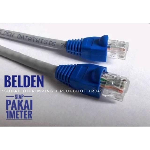 Belden Kabel Lan 1 meter UTP Cat6 siap pakai sudah dicrimping rj45 Belden 7814A Abu abu