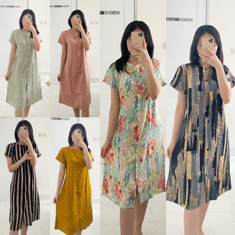 MIDI DRESS RAYON KANCING DEPAN ELEGANT BAJU HANGOUT RAYON PREMIUM TEBAL | HOMEDRESS | DASTER RAYON NYAMAN ADEM