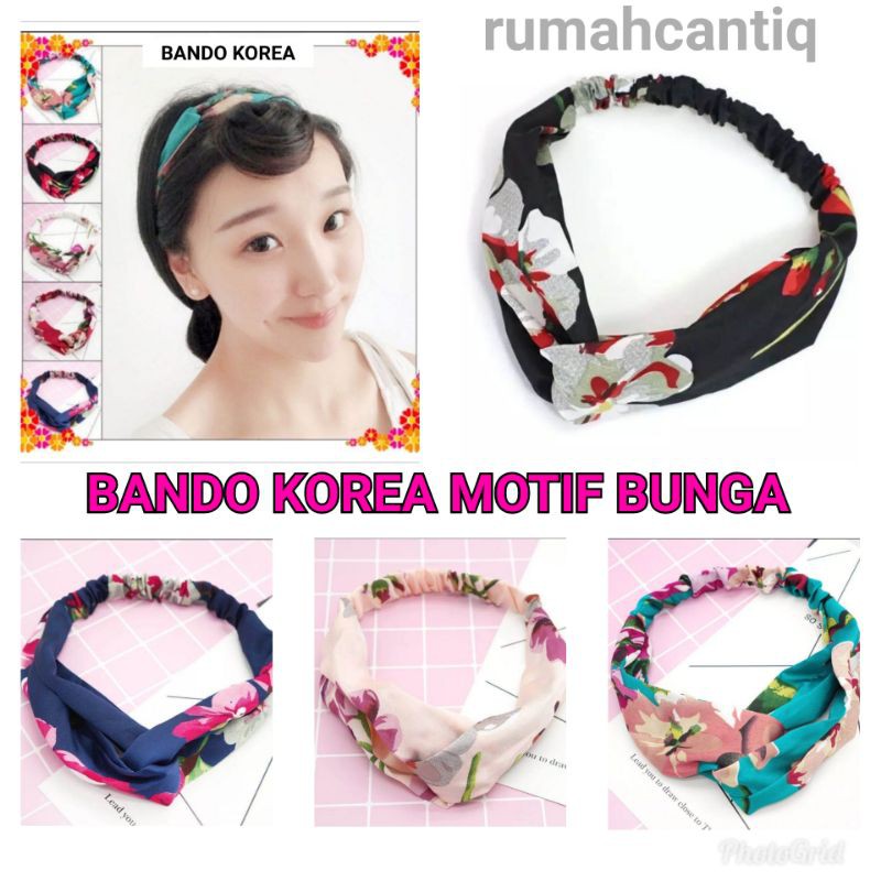 FLOWER HEADBAND BANDO KOREA MOTIF BUNGA BAHAN KAIN