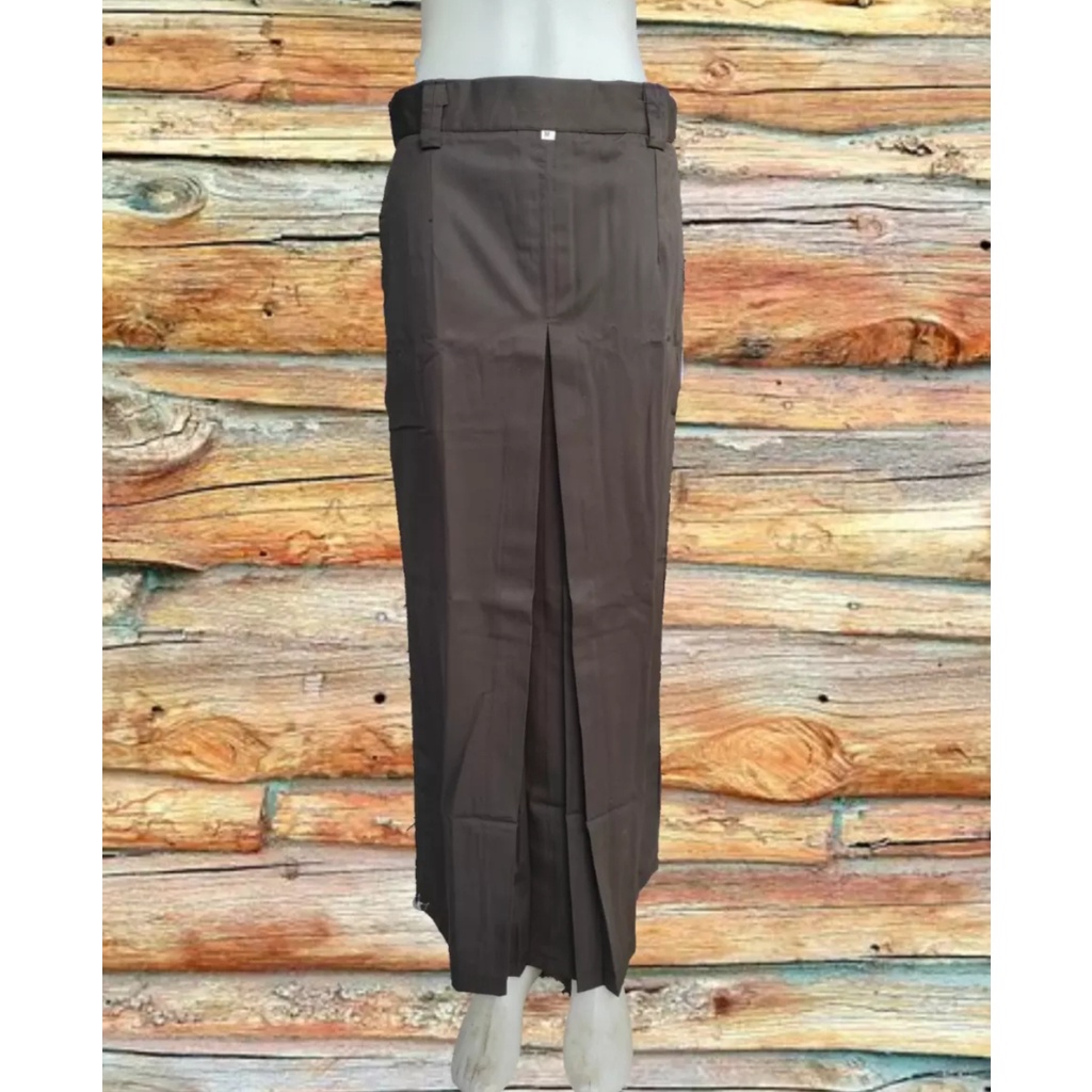 ROK SPAN 1 COKELAT/ROK PANJANG SPAN 1 DEPAN PRAMUKA KAIN JAPAN DRIL
