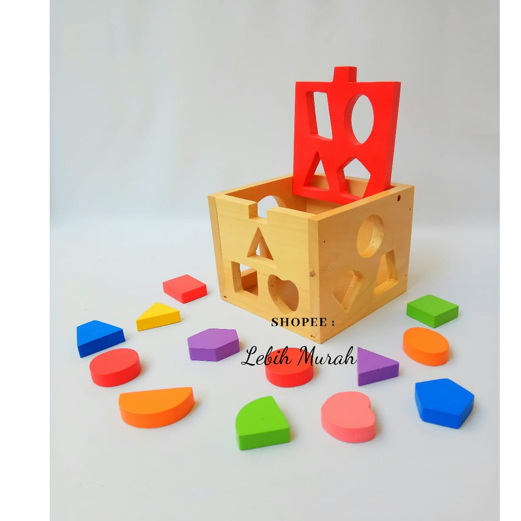 Kotak Pos Natural Bentuk dan Angka Mainan Kayu Edukasi Anak Montessori Toys