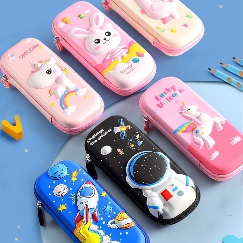 Tempat pensil mini kotak pensil karakter unicorn flaminggo shark Lucu anak paud TK SD