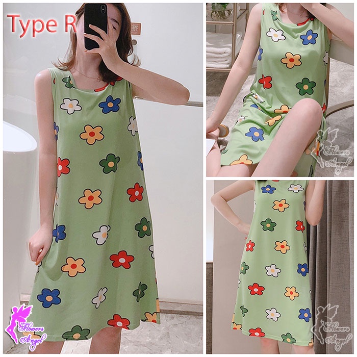 Daster Kaos Murah Tanpa Lengan Wanita Sexy Sleepwear-R (ADA BUSA)