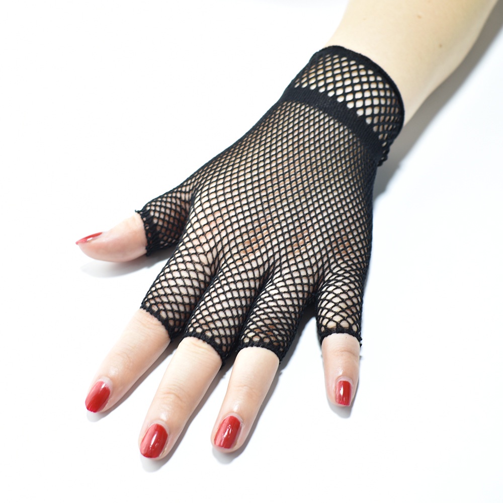 LTX-20 sarung tangan lengan pendek fishnet net gloves harajuku hitam putih glove